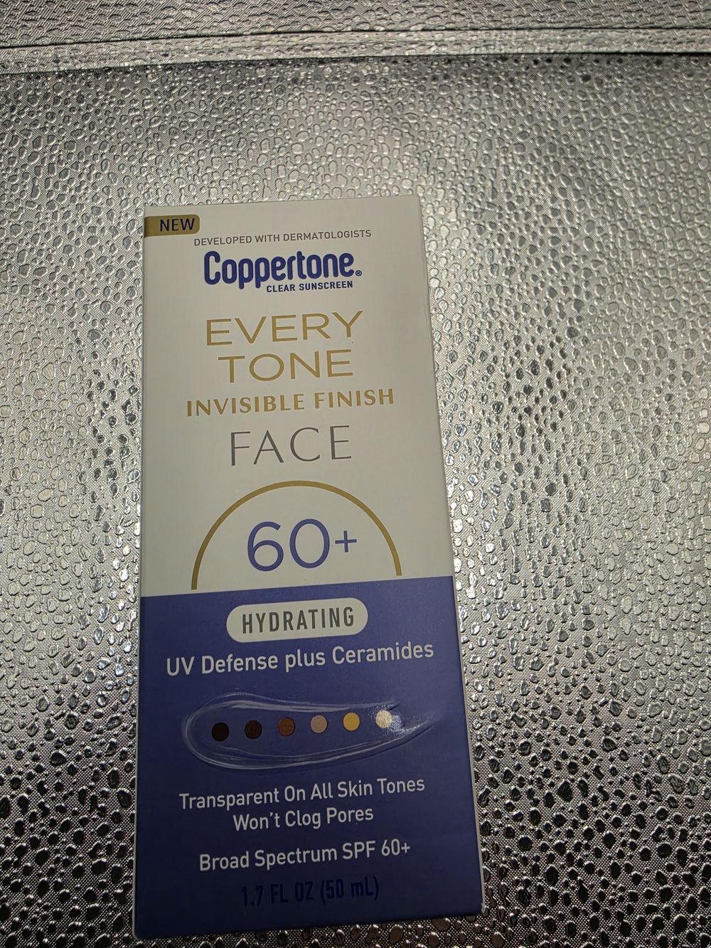 Coppertone Every Tone Invisible Finish Face SPF 60+ Hydrating - White & Blue